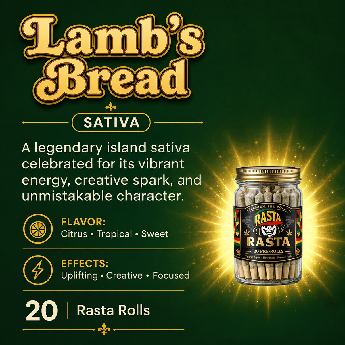 20 Pack of Rasta Rolls